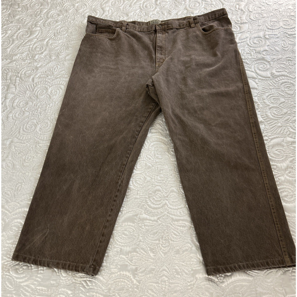 Liberty Blues Jeans Mens actual 52x31 Denim Big Cotton Tapered Leg Brown Hemmed